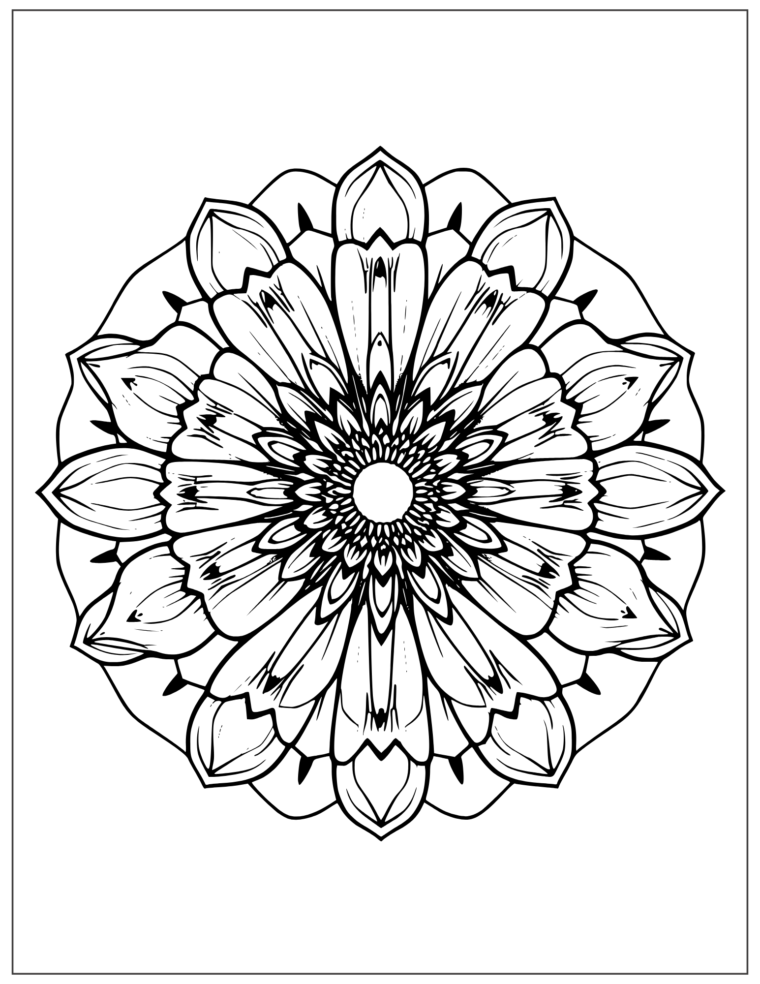 coloring page of anemone mandala
