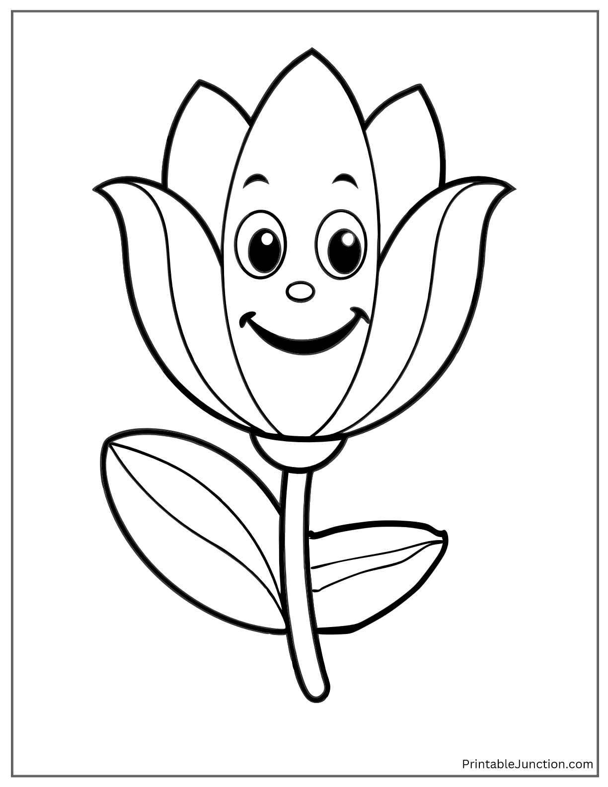 cute tulip with a smiling face
