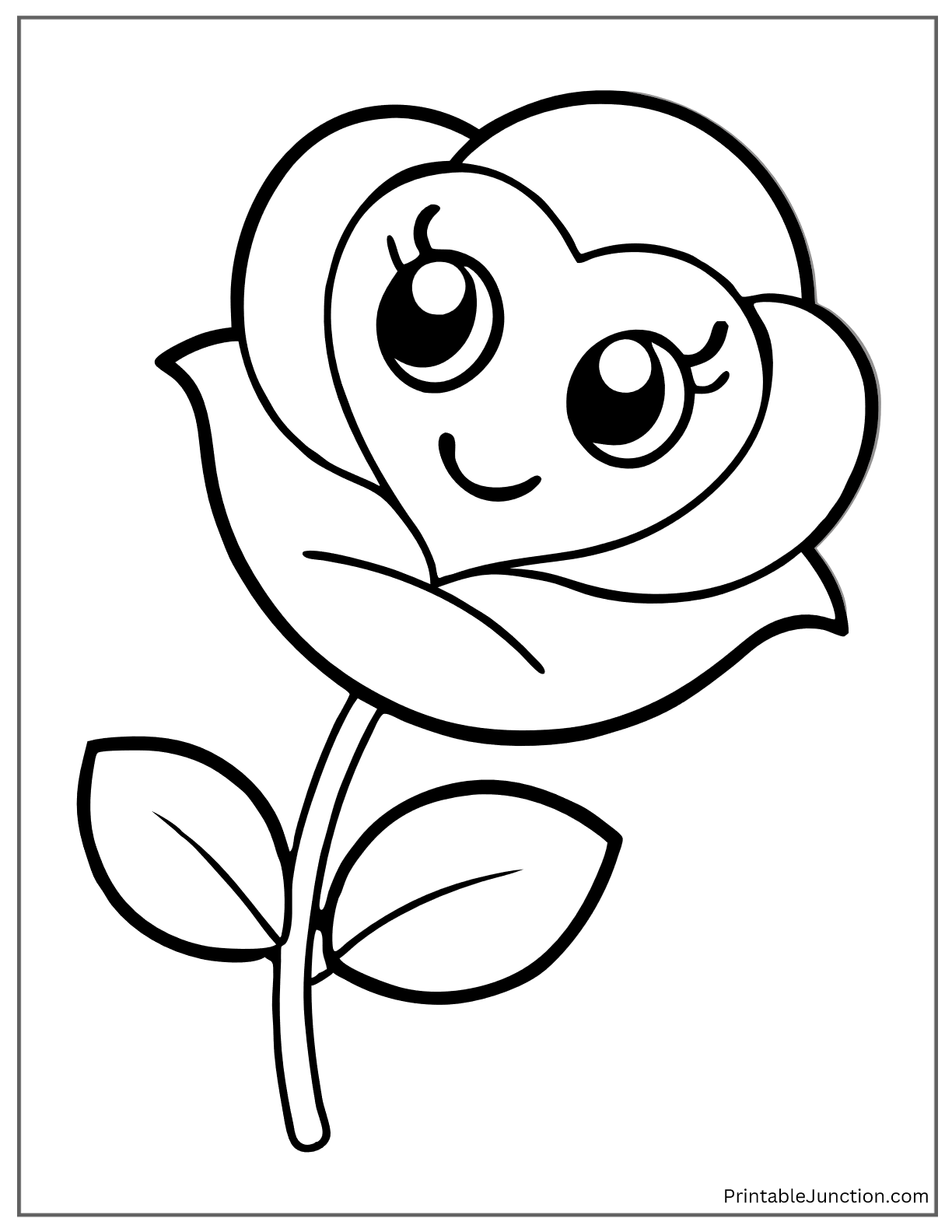 kawaii rose holding a heart