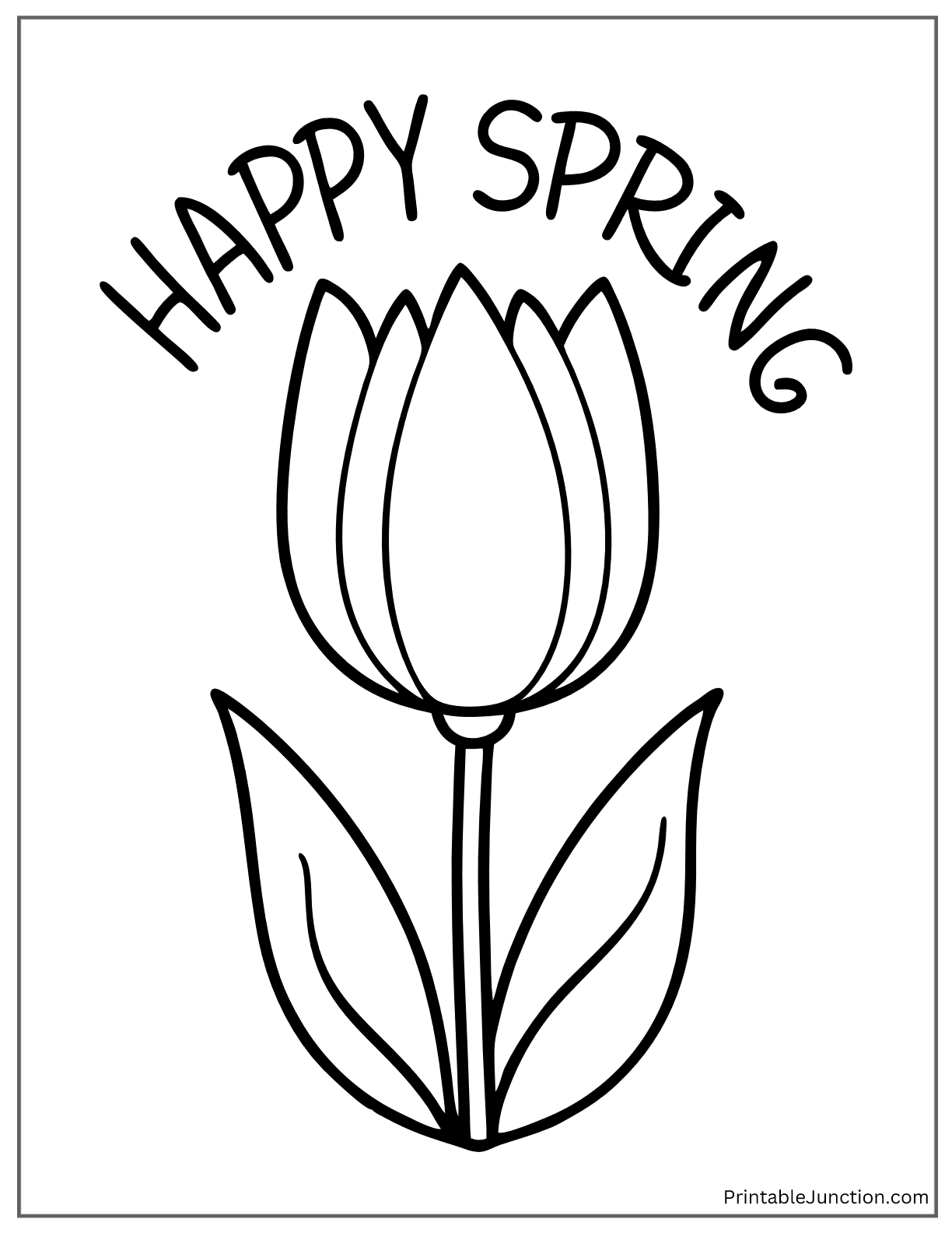 tulip with happy spring text